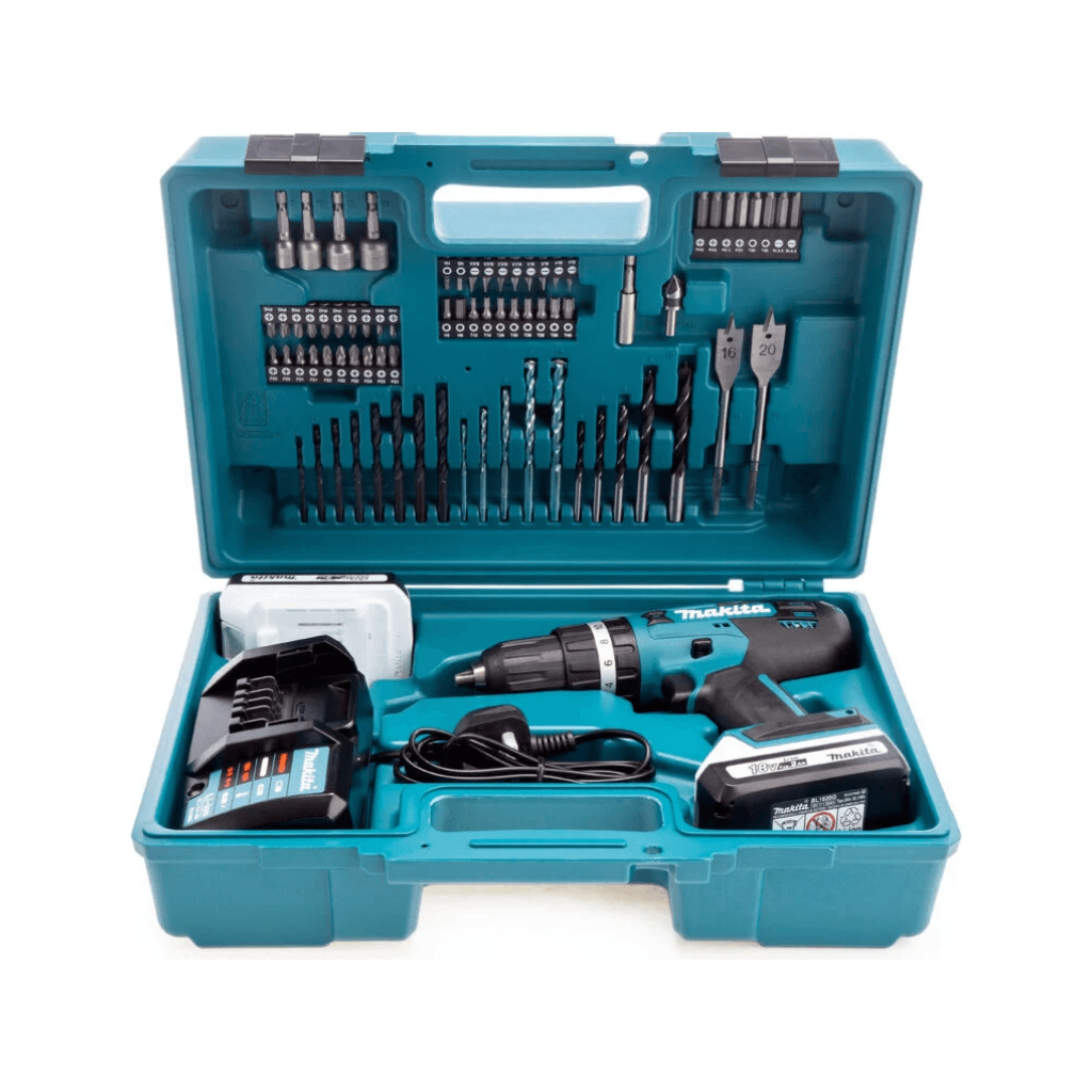 Coffret d'une Perceuse-visseuse avec accessoires de la marque Makita - Coloris Bleu