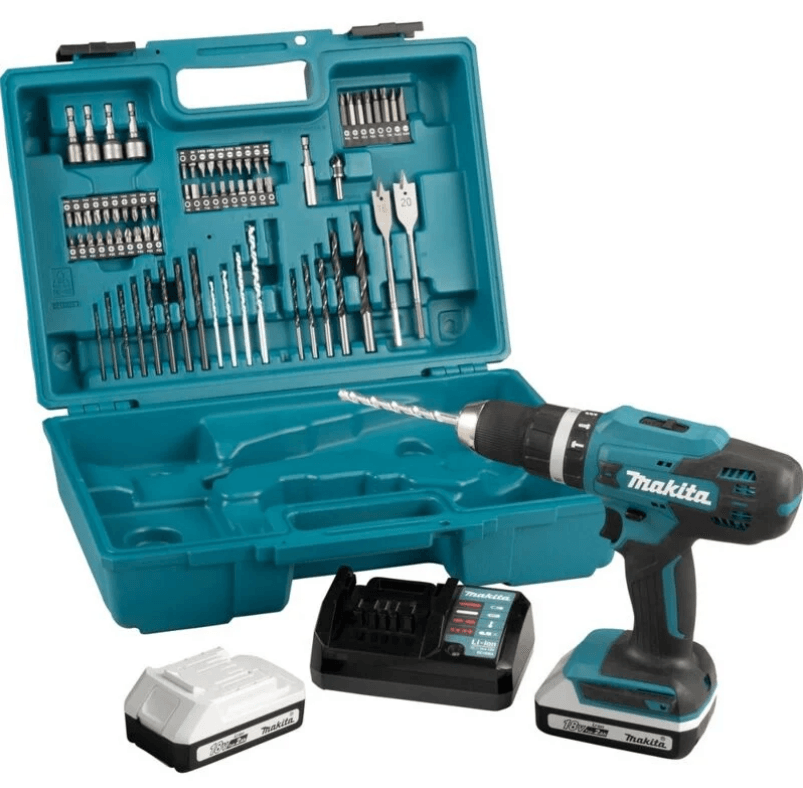 Coffret d'une Perceuse-visseuse avec accessoires de la marque Makita - Coloris Bleu