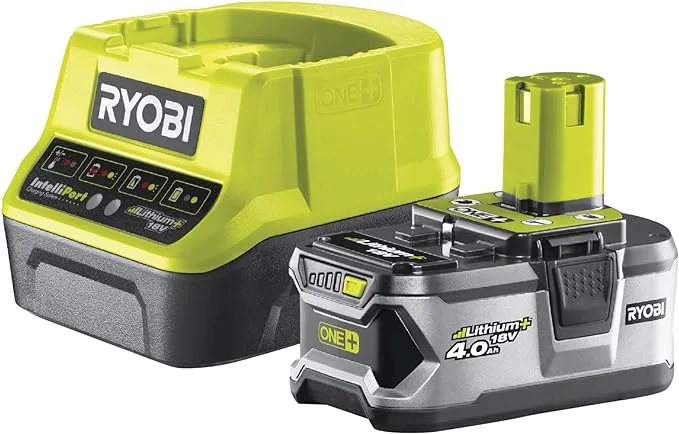 Batterie et chargeur de la marque RYOBI - Coloris gris et vert