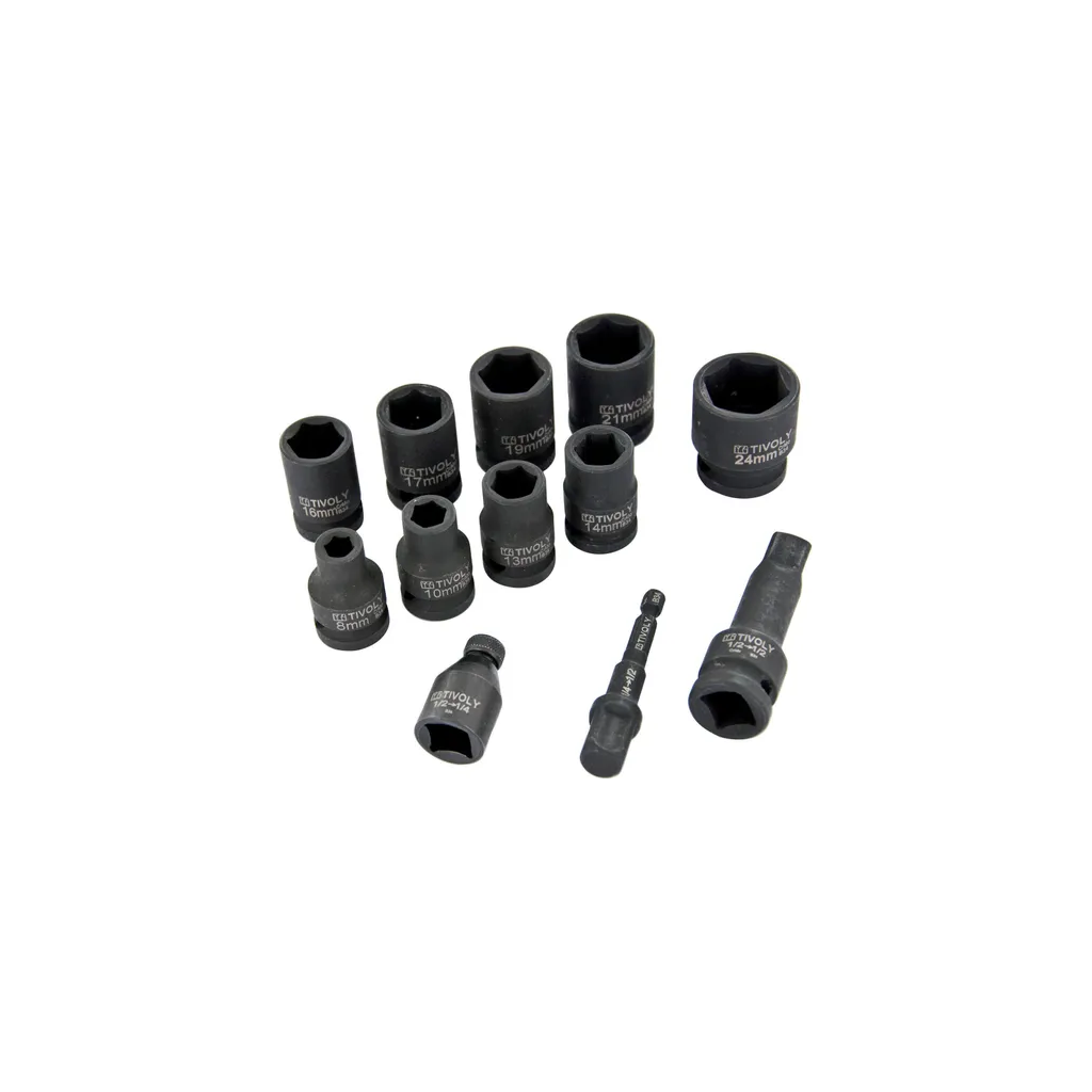 Coffret de 12 pièces de douilles à choc de la marque Tivoly - Coloris noir