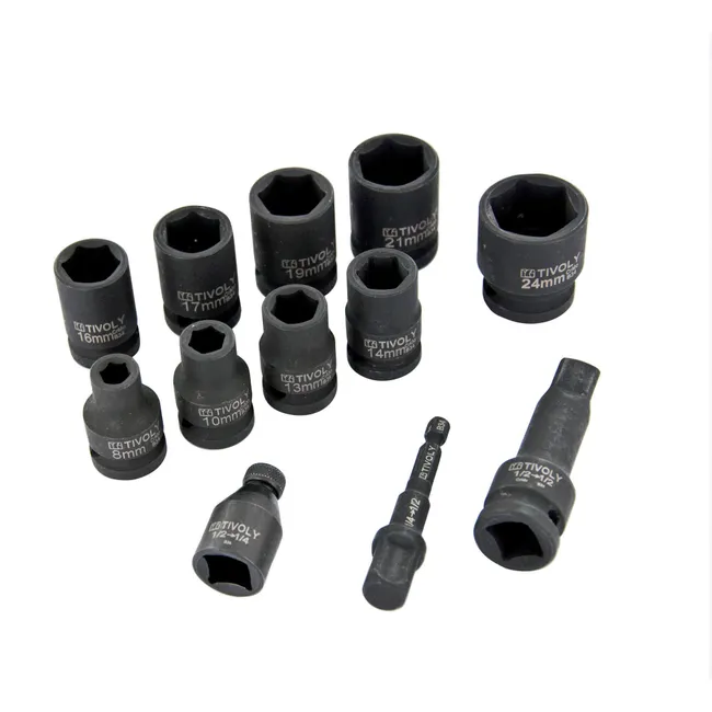 Coffret de 12 pièces de douilles à choc de la marque Tivoly - Coloris noir