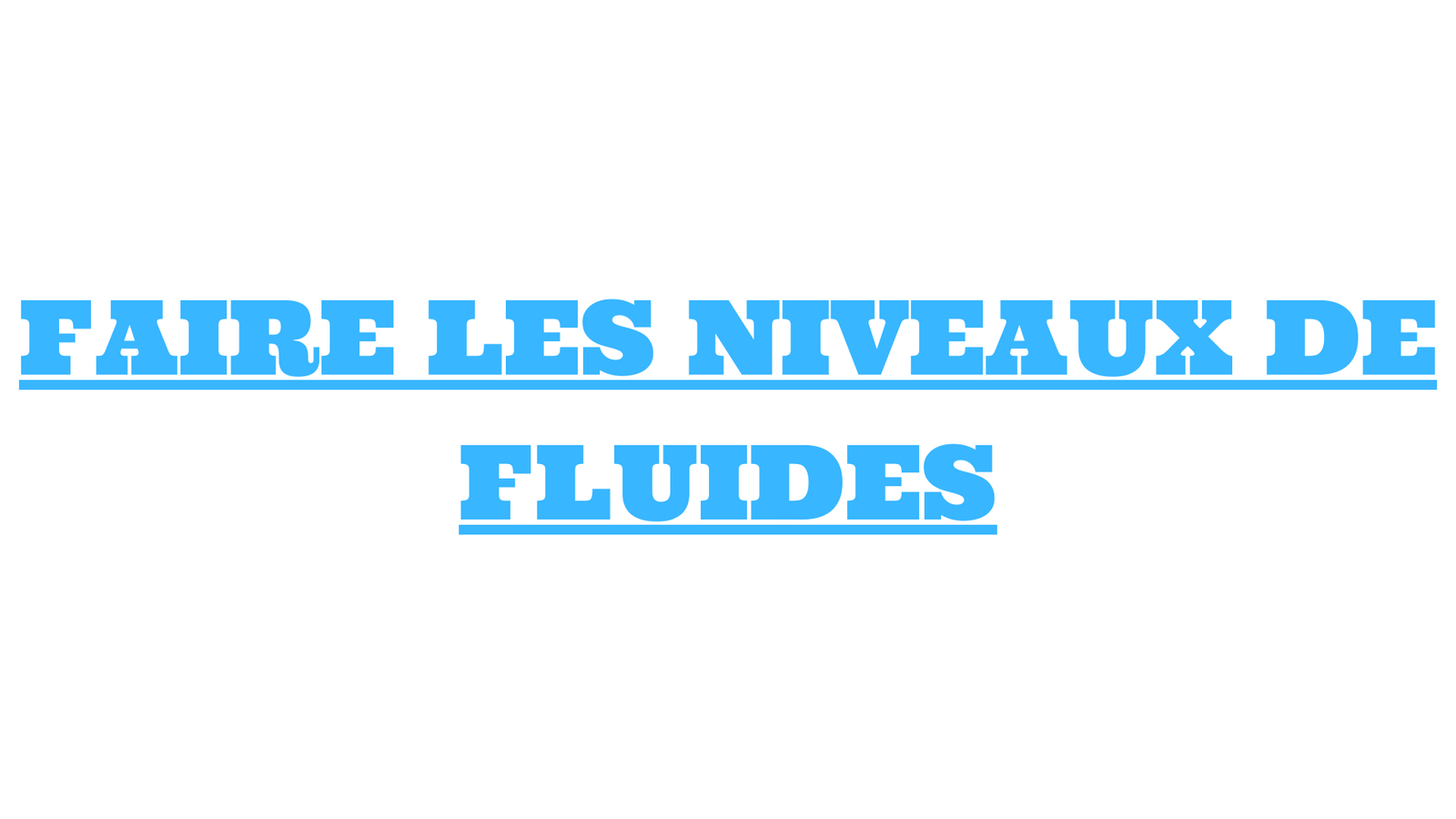 FAIRE LES NIVEAUX de fluides