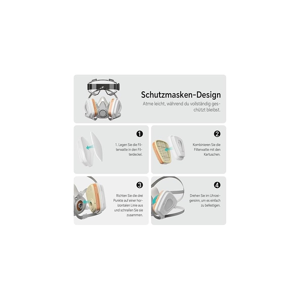 Masque respiratoire Filtrant anti poussières, vapeurs, gaz, peinture AMAZON 3